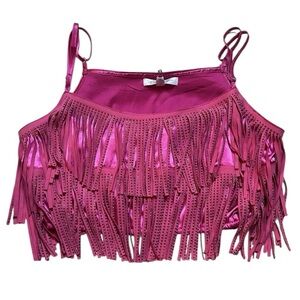 CLOUD TEN, pink fringe top, BNWT small
